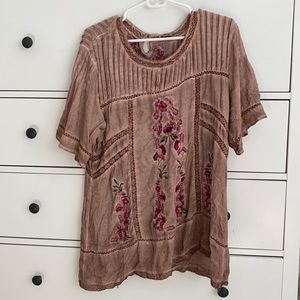 Distressed mauve boho tunic